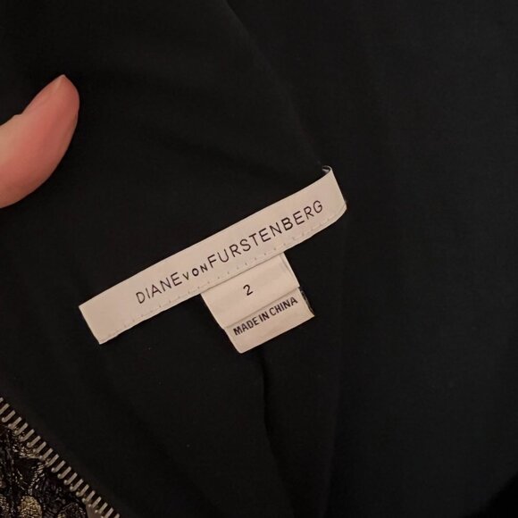 DVF Diane Von Furstenberg Zarita Gold Black Lace Dress - Picture 6 of 9